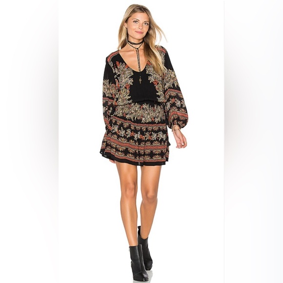 FREE PEOPLE Moonlight Drive Printed Mini Dress Boho Tassels Woman’s Small - Picture 11 of 11